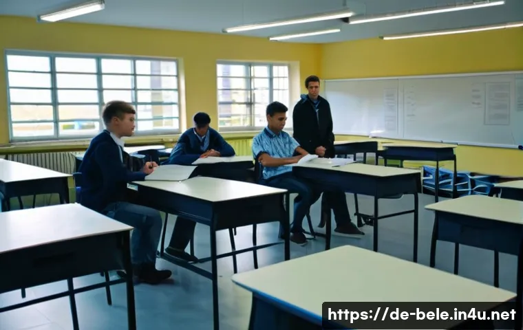 건축전기설비기사 시험 응시료 비용 - A detailed scene of a German vocational exam center for construction and electrical technicians, sho...