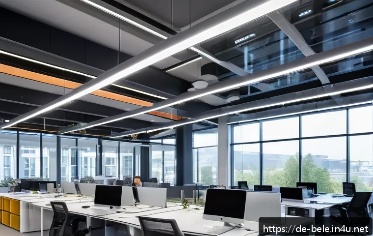 건축전기설비기사의 업무와 전기기사 업무 차이 - A modern office building interior showcasing the collaboration between architectural electrical engi...